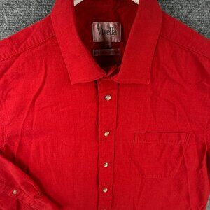 Viyella Wool Cotton Blend Flannel Button Up Shirt Men Long Sleeve Size 16.5 Soft